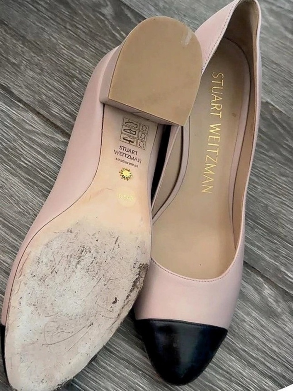 Stuart Weitzman Flareblock 60 Pump Heels in Pink & Black